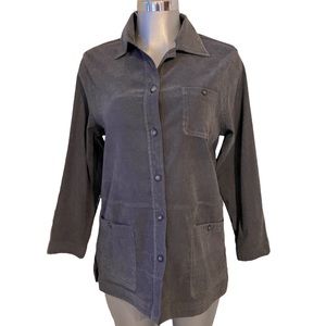 Denim & Co Utility Shacket Shirt Gray Cargo Gorpcore Outdoor Sz Small Oversized